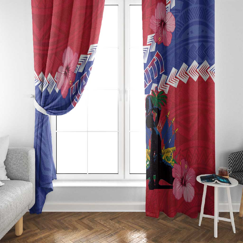 Haiti Neg Maron Window Curtain Coat Of Arms - Hisbicus Polynesian