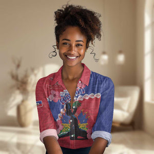 Haiti Neg Maron Women Casual Shirt Coat Of Arms - Hisbicus Polynesian