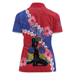 Haiti Neg Maron Women Polo Shirt Coat Of Arms - Hisbicus Polynesian