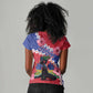 Haiti Neg Maron Women V-Neck T-Shirt Coat Of Arms - Hisbicus Polynesian