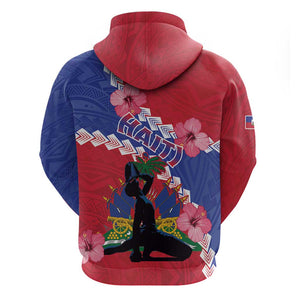 Haiti Neg Maron Zip Hoodie Coat Of Arms - Hisbicus Polynesian