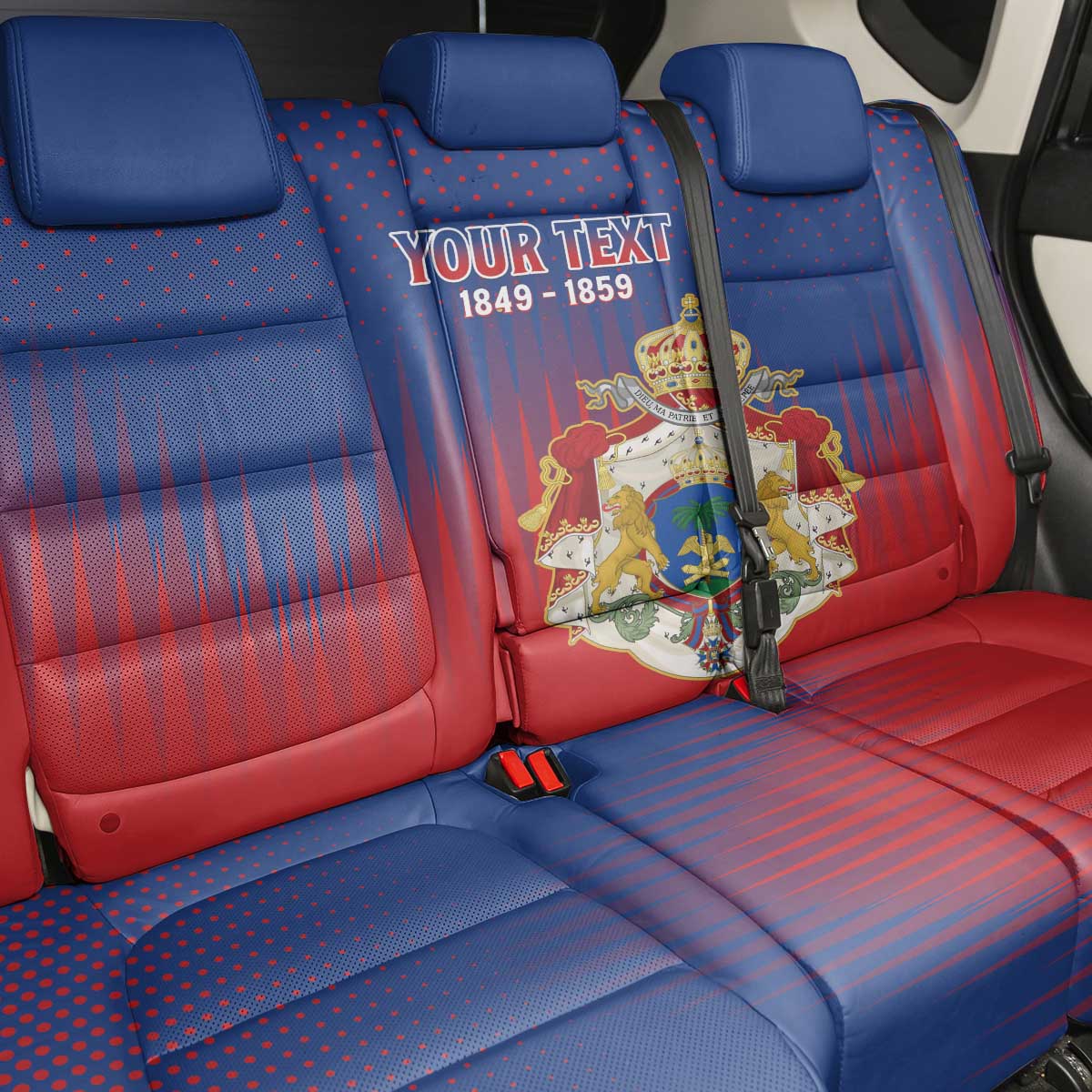 Personalized Anpi an Ayiti Back Car Seat Cover Imperial Coat Of Arms Flag Style