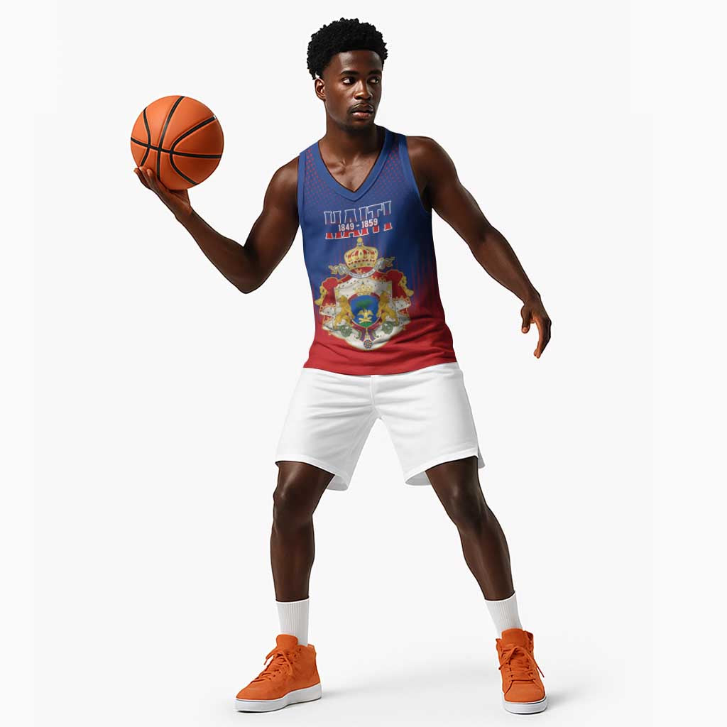 Personalized Anpi an Ayiti Basketball Jersey Imperial Coat Of Arms Flag Style - African Pride