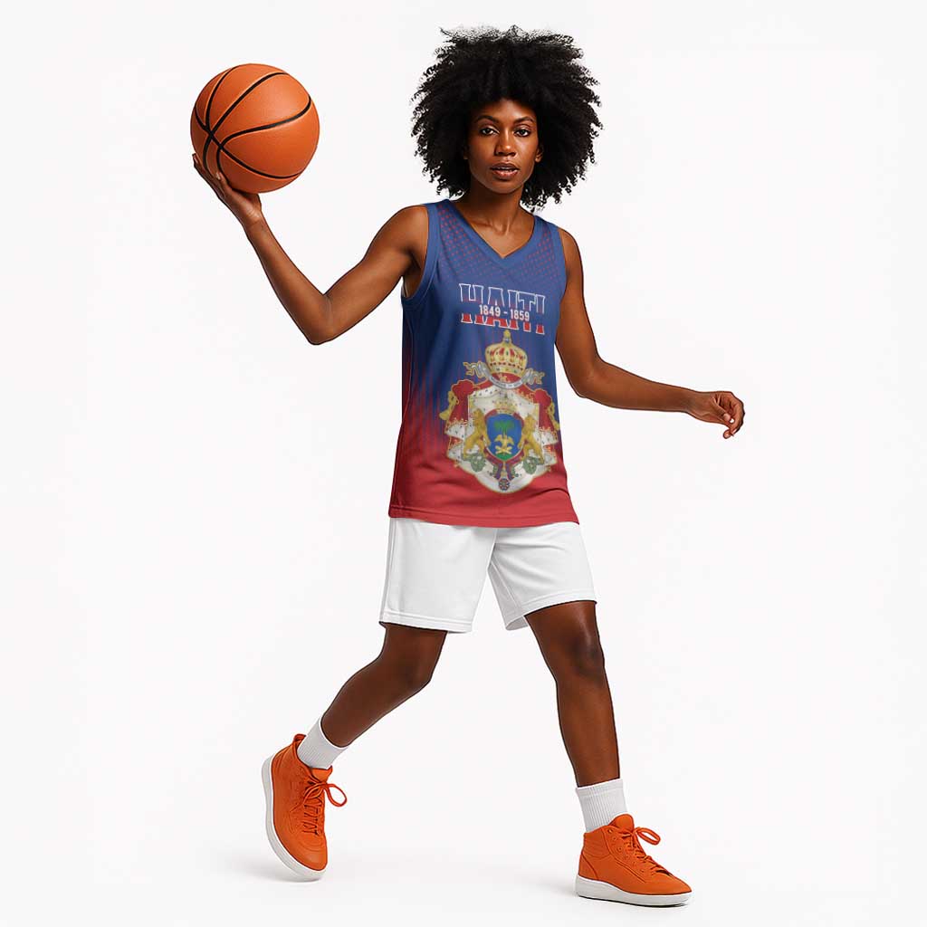 Personalized Anpi an Ayiti Basketball Jersey Imperial Coat Of Arms Flag Style - African Pride