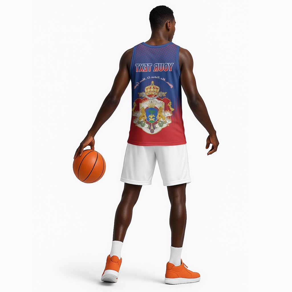 Personalized Anpi an Ayiti Basketball Jersey Imperial Coat Of Arms Flag Style - African Pride
