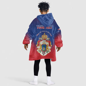 Personalized Anpi an Ayiti Kid Wearable Blanket Hoodie Imperial Coat Of Arms Flag Style