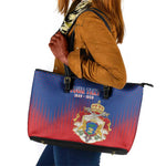 Personalized Anpi an Ayiti Leather Tote Bag Imperial Coat Of Arms Flag Style