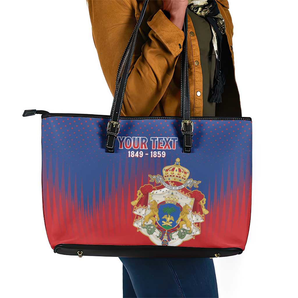 Personalized Anpi an Ayiti Leather Tote Bag Imperial Coat Of Arms Flag Style