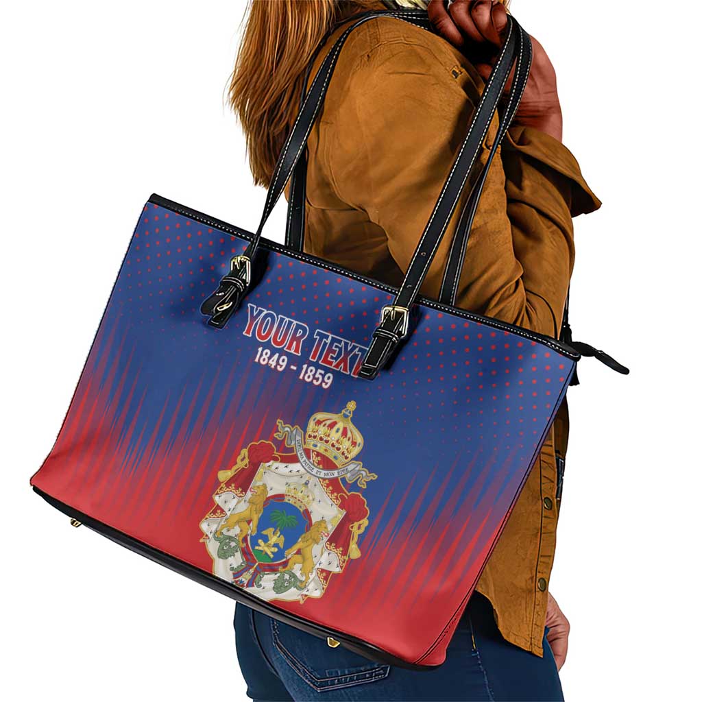 Personalized Anpi an Ayiti Leather Tote Bag Imperial Coat Of Arms Flag Style