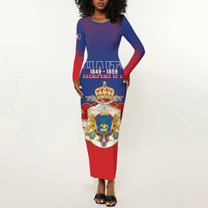 Personalized Anpi an Ayiti Long Sleeve Bodycon Dress Imperial Coat Of Arms Flag Style LT15