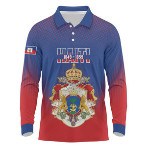 Personalized Anpi an Ayiti Long Sleeve Polo Shirt Imperial Coat Of Arms Flag Style