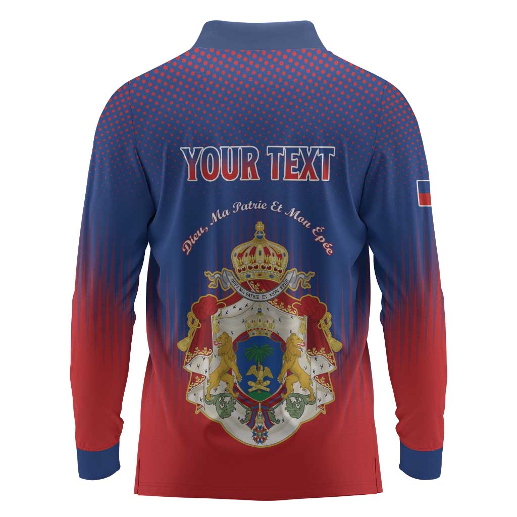 Personalized Anpi an Ayiti Long Sleeve Polo Shirt Imperial Coat Of Arms Flag Style