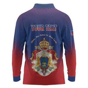 Personalized Anpi an Ayiti Long Sleeve Polo Shirt Imperial Coat Of Arms Flag Style
