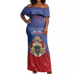 Personalized Anpi an Ayiti Off Shoulder Maxi Dress Imperial Coat Of Arms Flag Style