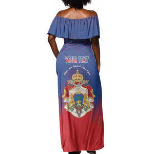Personalized Anpi an Ayiti Off Shoulder Maxi Dress Imperial Coat Of Arms Flag Style