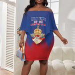 Personalized Anpi an Ayiti Off Shoulder Short Dress Imperial Coat Of Arms Flag Style