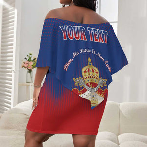 Personalized Anpi an Ayiti Off Shoulder Short Dress Imperial Coat Of Arms Flag Style