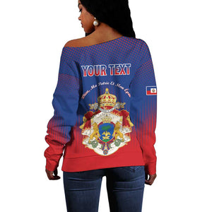 Personalized Anpi an Ayiti Off Shoulder Sweater Imperial Coat Of Arms Flag Style
