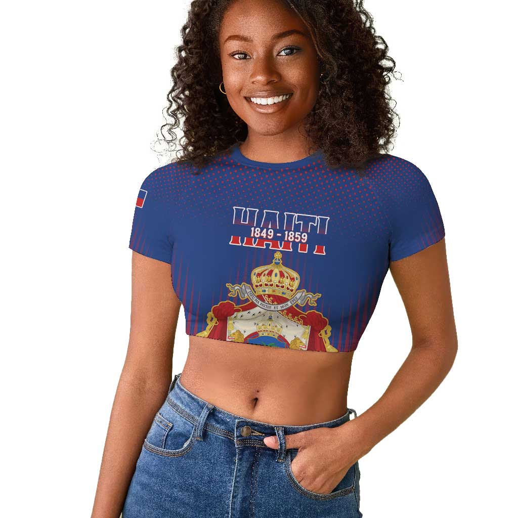 Personalized Anpi an Ayiti Raglan Cropped T shirt Imperial Coat Of Arms Flag Style
