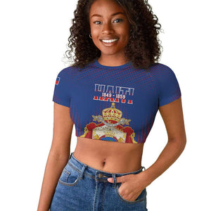 Personalized Anpi an Ayiti Raglan Cropped T shirt Imperial Coat Of Arms Flag Style