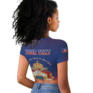 Personalized Anpi an Ayiti Raglan Cropped T shirt Imperial Coat Of Arms Flag Style
