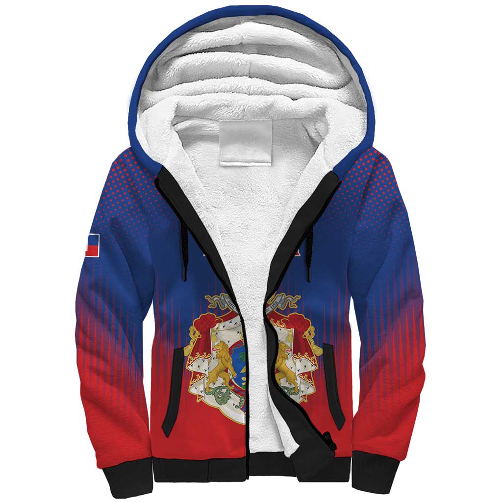 Personalized Anpi an Ayiti Sherpa Hoodie Imperial Coat Of Arms Flag Style
