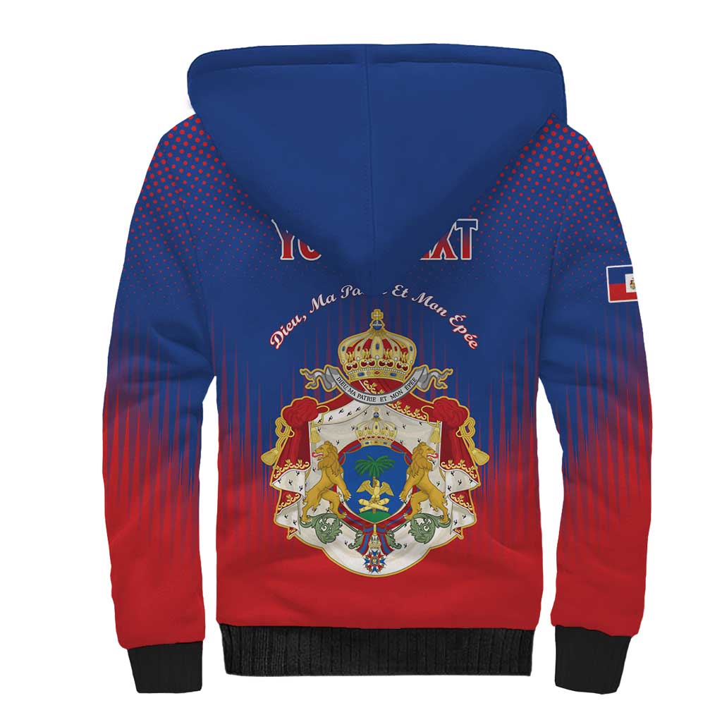 Personalized Anpi an Ayiti Sherpa Hoodie Imperial Coat Of Arms Flag Style