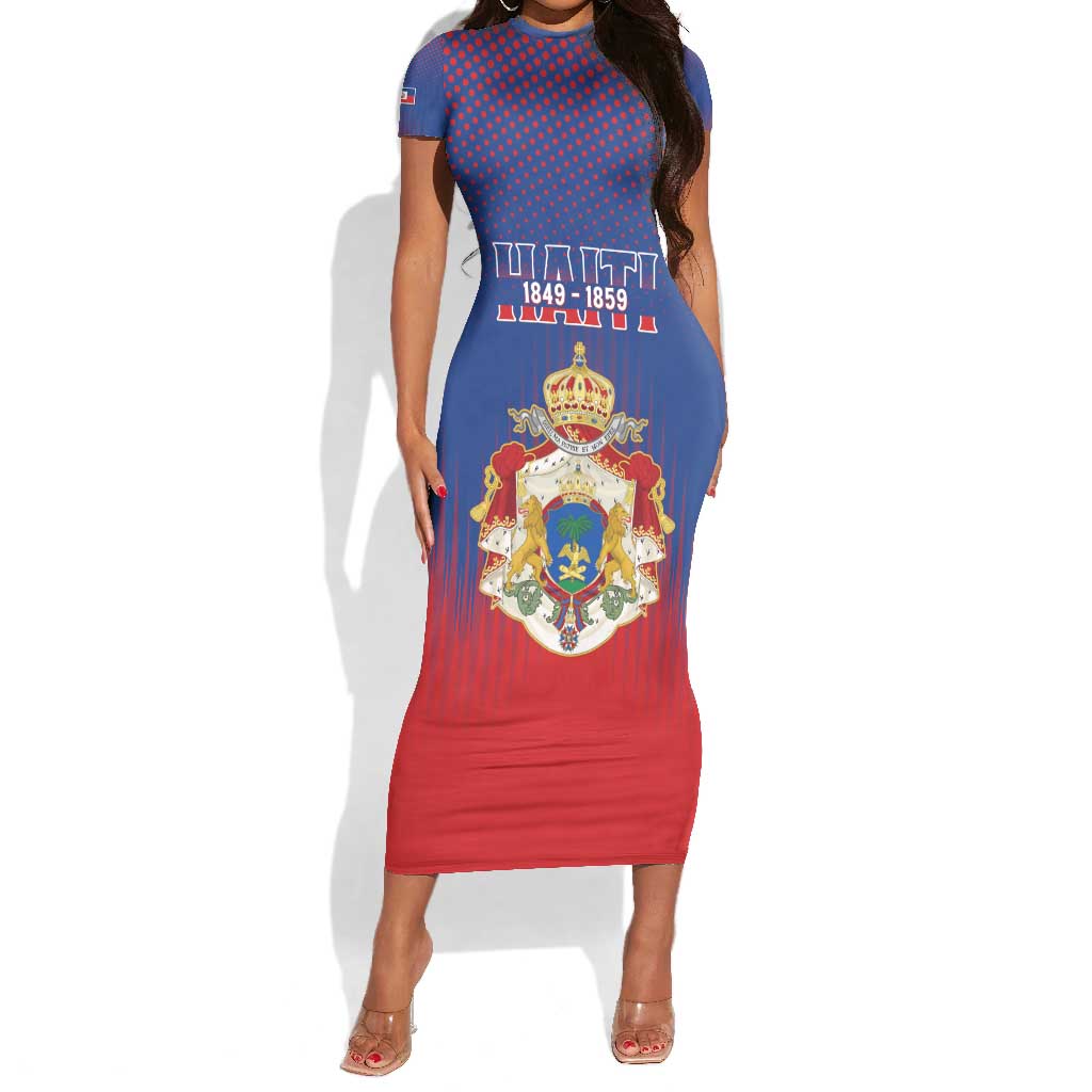Personalized Anpi an Ayiti Short Sleeve Bodycon Dress Imperial Coat Of Arms Flag Style LT15