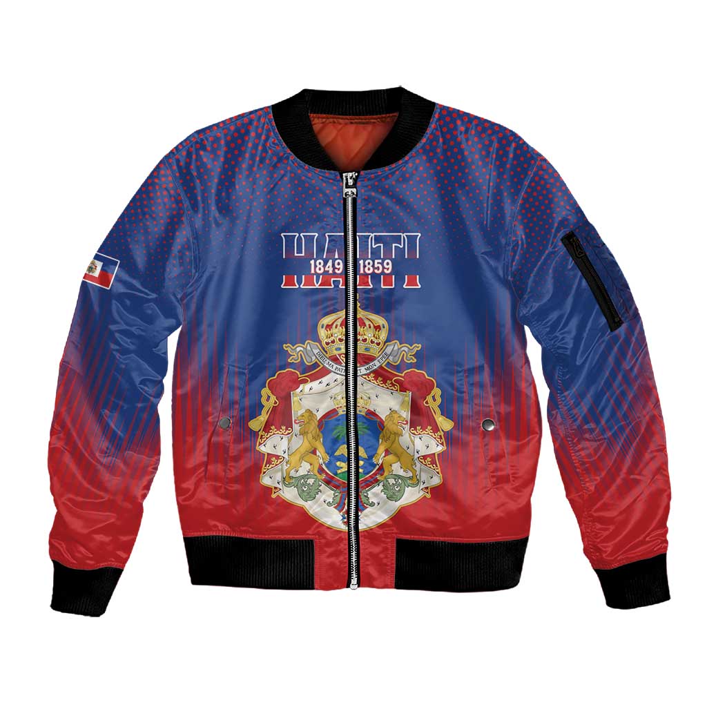Personalized Anpi an Ayiti Sleeve Zip Bomber Jacket Imperial Coat Of Arms Flag Style