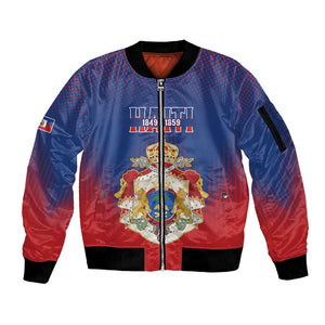 Personalized Anpi an Ayiti Sleeve Zip Bomber Jacket Imperial Coat Of Arms Flag Style
