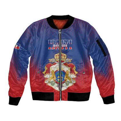 Personalized Anpi an Ayiti Sleeve Zip Bomber Jacket Imperial Coat Of Arms Flag Style
