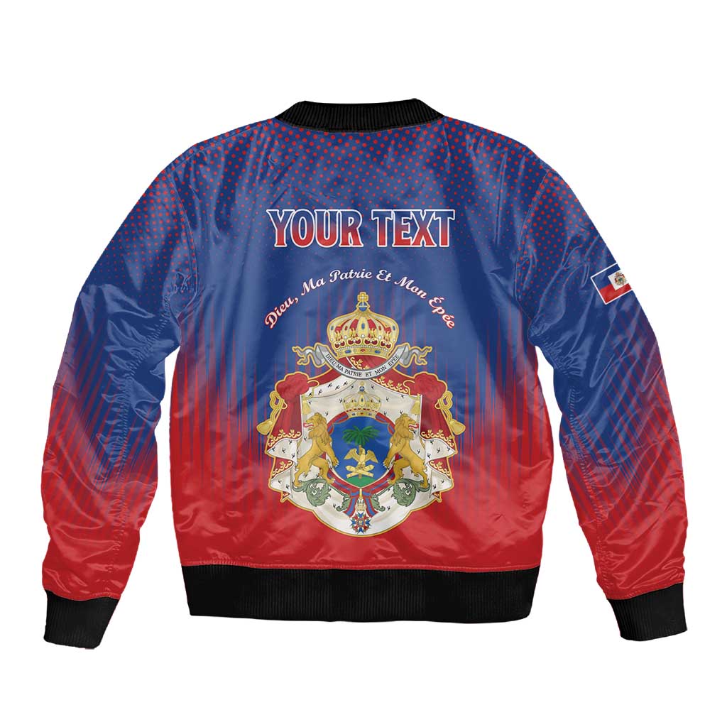 Personalized Anpi an Ayiti Sleeve Zip Bomber Jacket Imperial Coat Of Arms Flag Style
