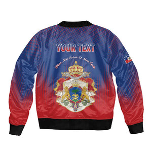 Personalized Anpi an Ayiti Sleeve Zip Bomber Jacket Imperial Coat Of Arms Flag Style