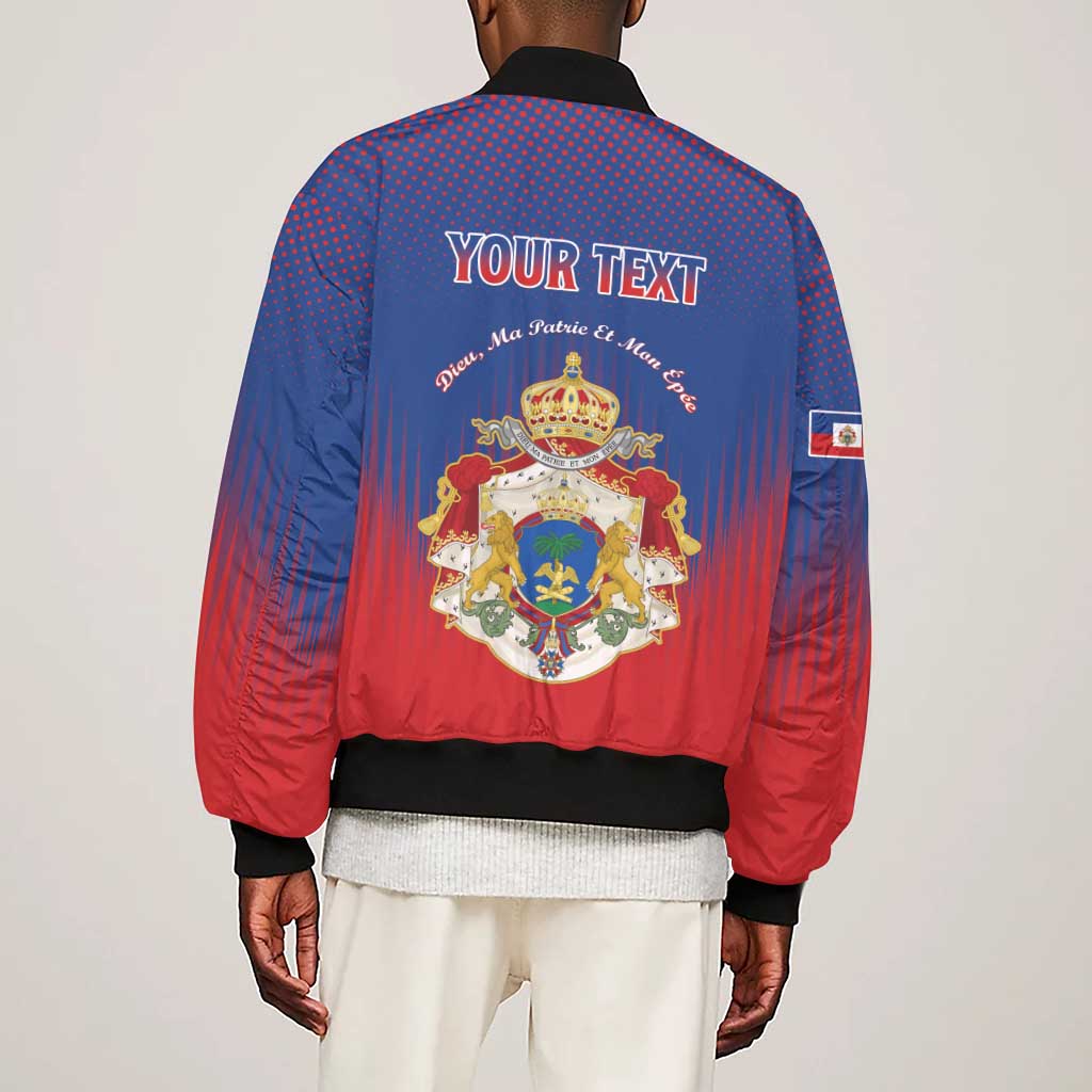 Personalized Anpi an Ayiti Sleeve Zip Bomber Jacket Imperial Coat Of Arms Flag Style