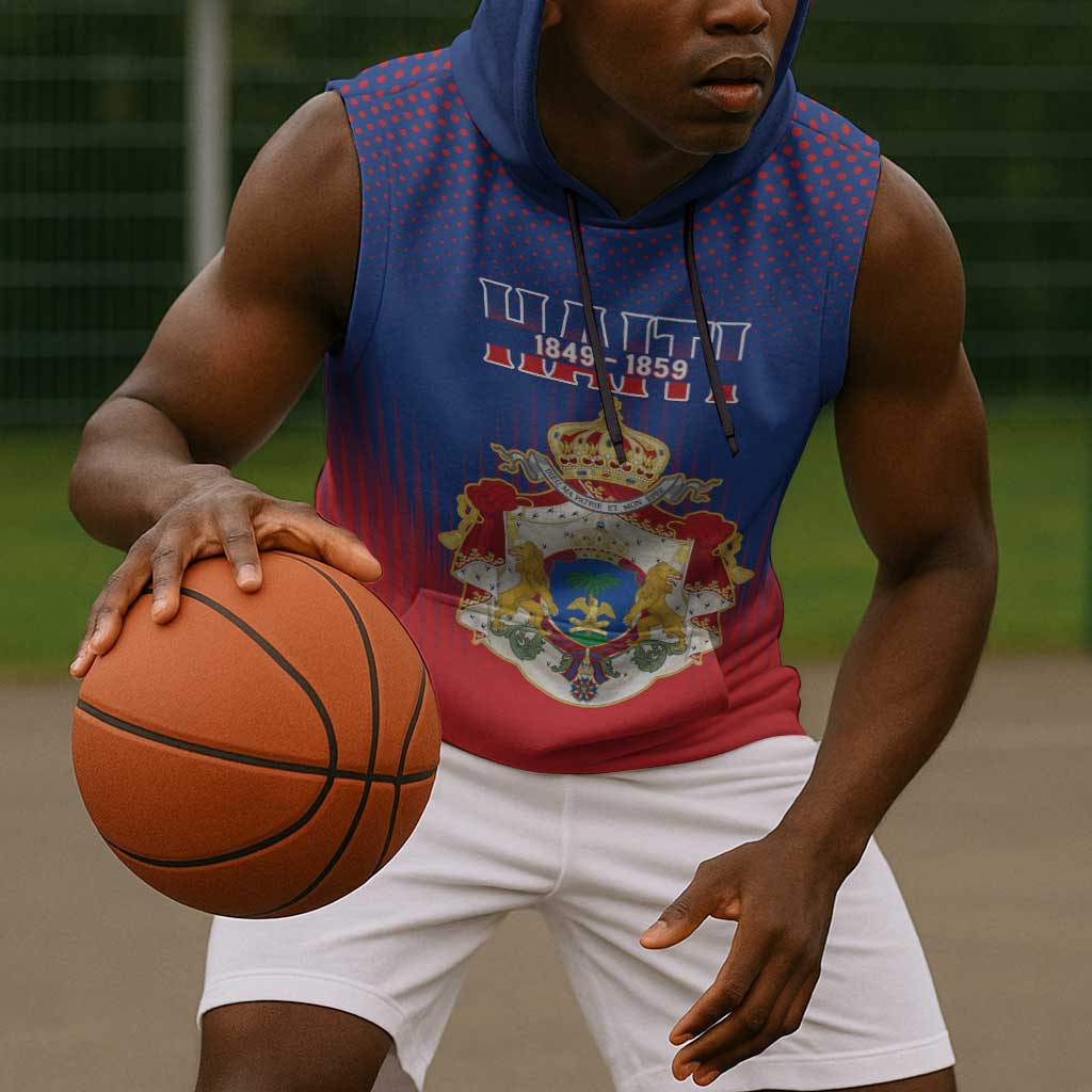 Personalized Anpi an Ayiti Sleeveless Hoodie Imperial Coat Of Arms Flag Style - African Pride