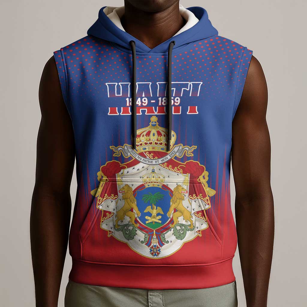 Personalized Anpi an Ayiti Sleeveless Hoodie Imperial Coat Of Arms Flag Style - African Pride