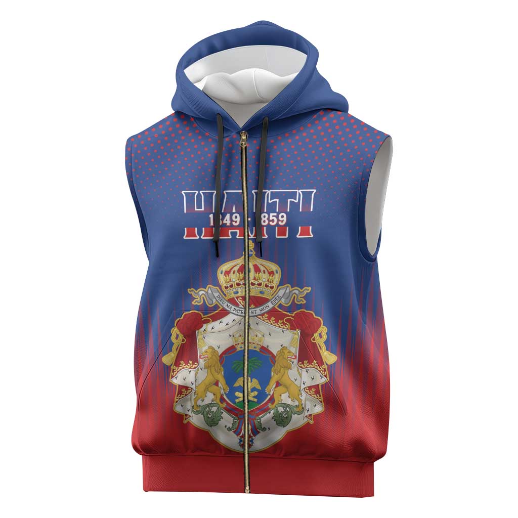 Personalized Anpi an Ayiti Sleeveless Zip Hoodie Imperial Coat Of Arms Flag Style - African Pride