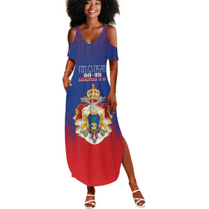 Personalized Anpi an Ayiti Summer Maxi Dress Imperial Coat Of Arms Flag Style