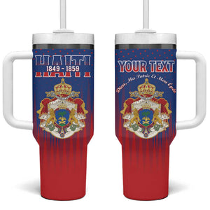 Personalized Anpi an Ayiti Tumbler With Handle Imperial Coat Of Arms Flag Style
