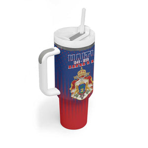 Personalized Anpi an Ayiti Tumbler With Handle Imperial Coat Of Arms Flag Style