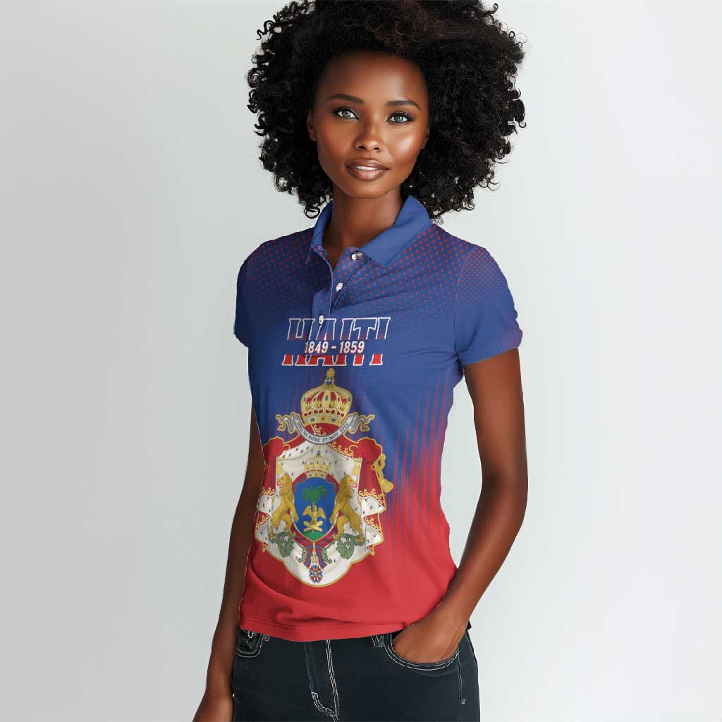 Personalized Anpi an Ayiti Women Polo Shirt Imperial Coat Of Arms Flag Style