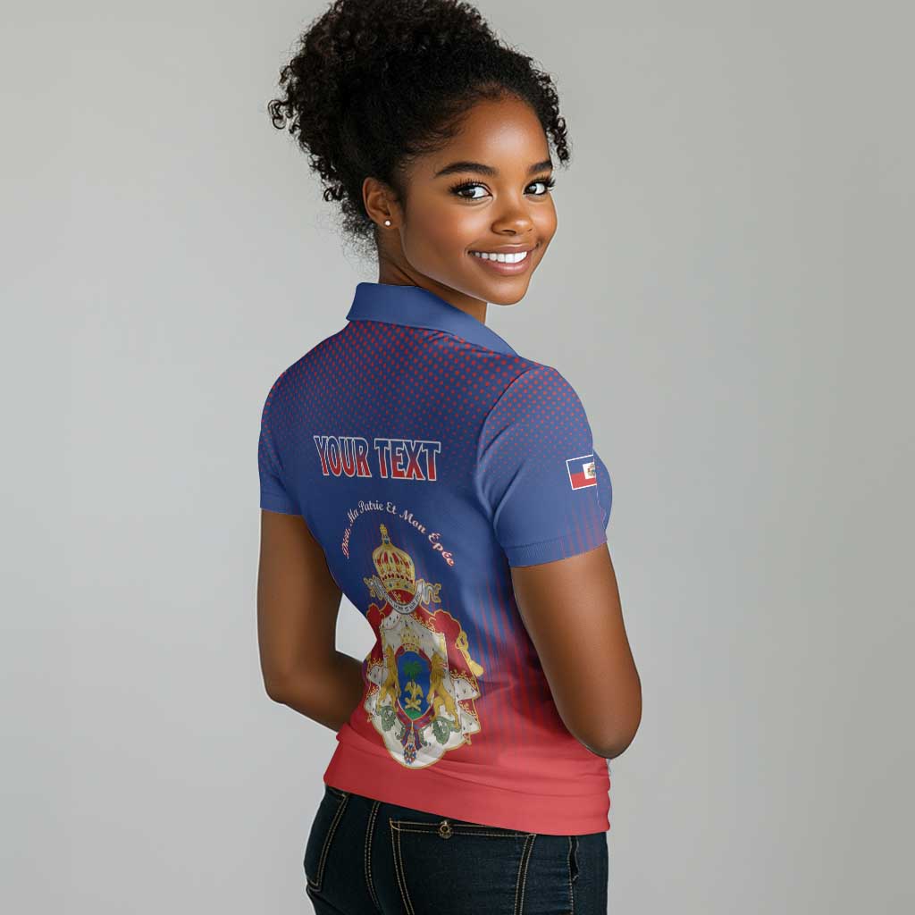 Personalized Anpi an Ayiti Women Polo Shirt Imperial Coat Of Arms Flag Style