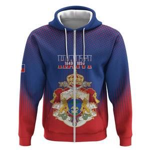 Personalized Anpi an Ayiti Zip Hoodie Imperial Coat Of Arms Flag Style