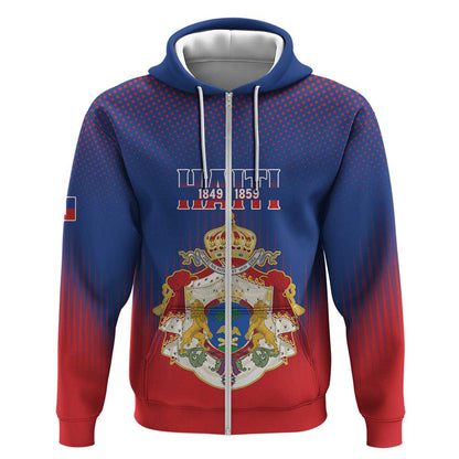 Personalized Anpi an Ayiti Zip Hoodie Imperial Coat Of Arms Flag Style