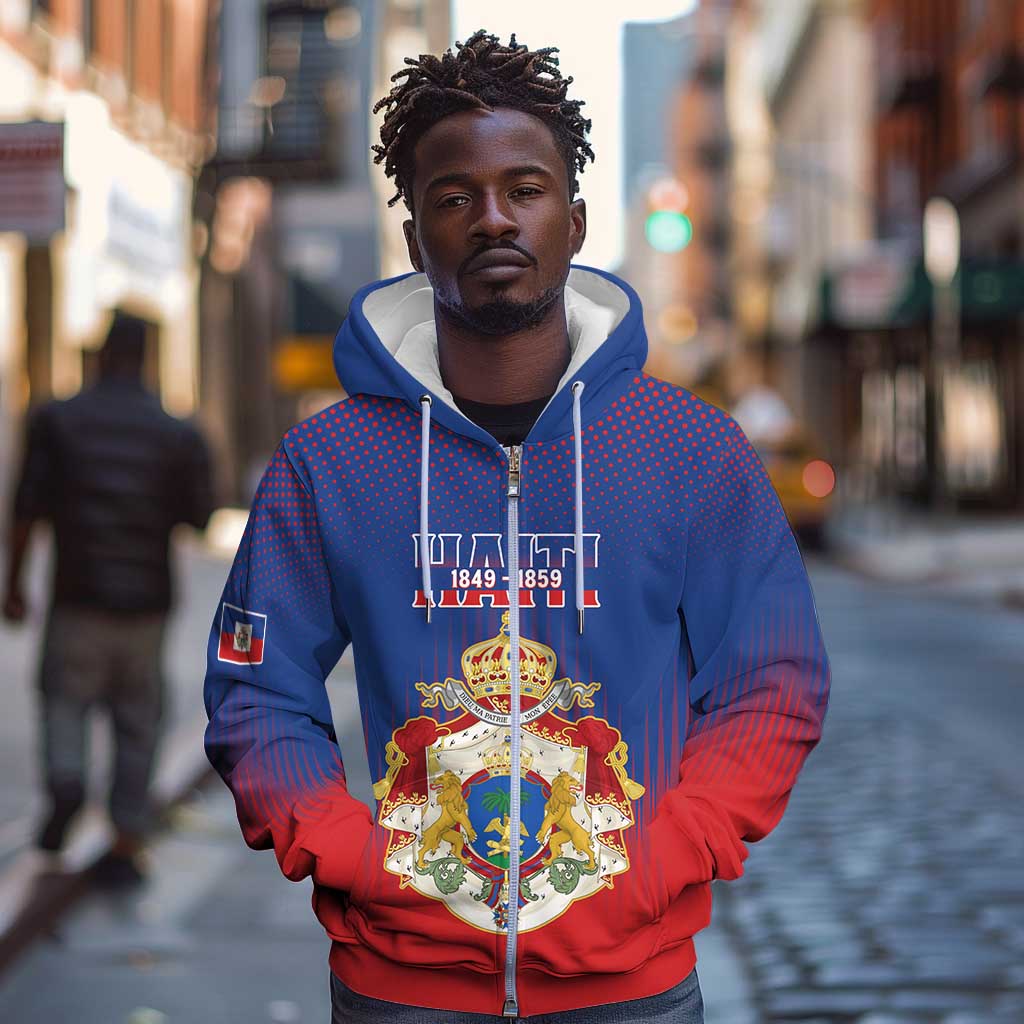 Personalized Anpi an Ayiti Zip Hoodie Imperial Coat Of Arms Flag Style