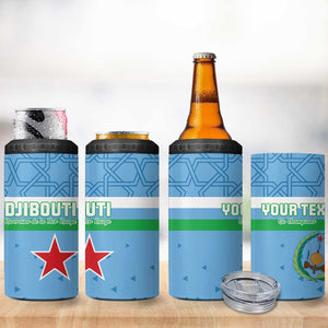 Custom Djibouti Football 4 in 1 Can Cooler Tumbler Go Champions