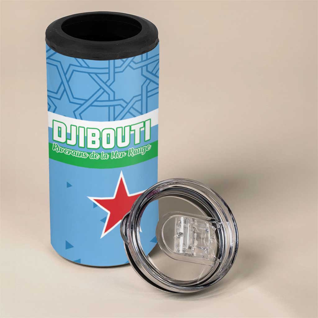 Custom Djibouti Football 4 in 1 Can Cooler Tumbler Go Champions