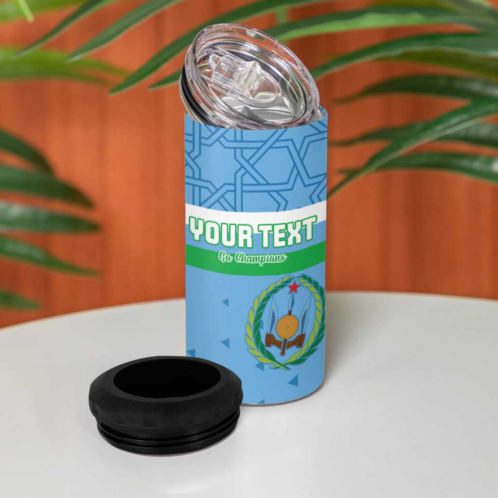 Custom Djibouti Football 4 in 1 Can Cooler Tumbler Go Champions
