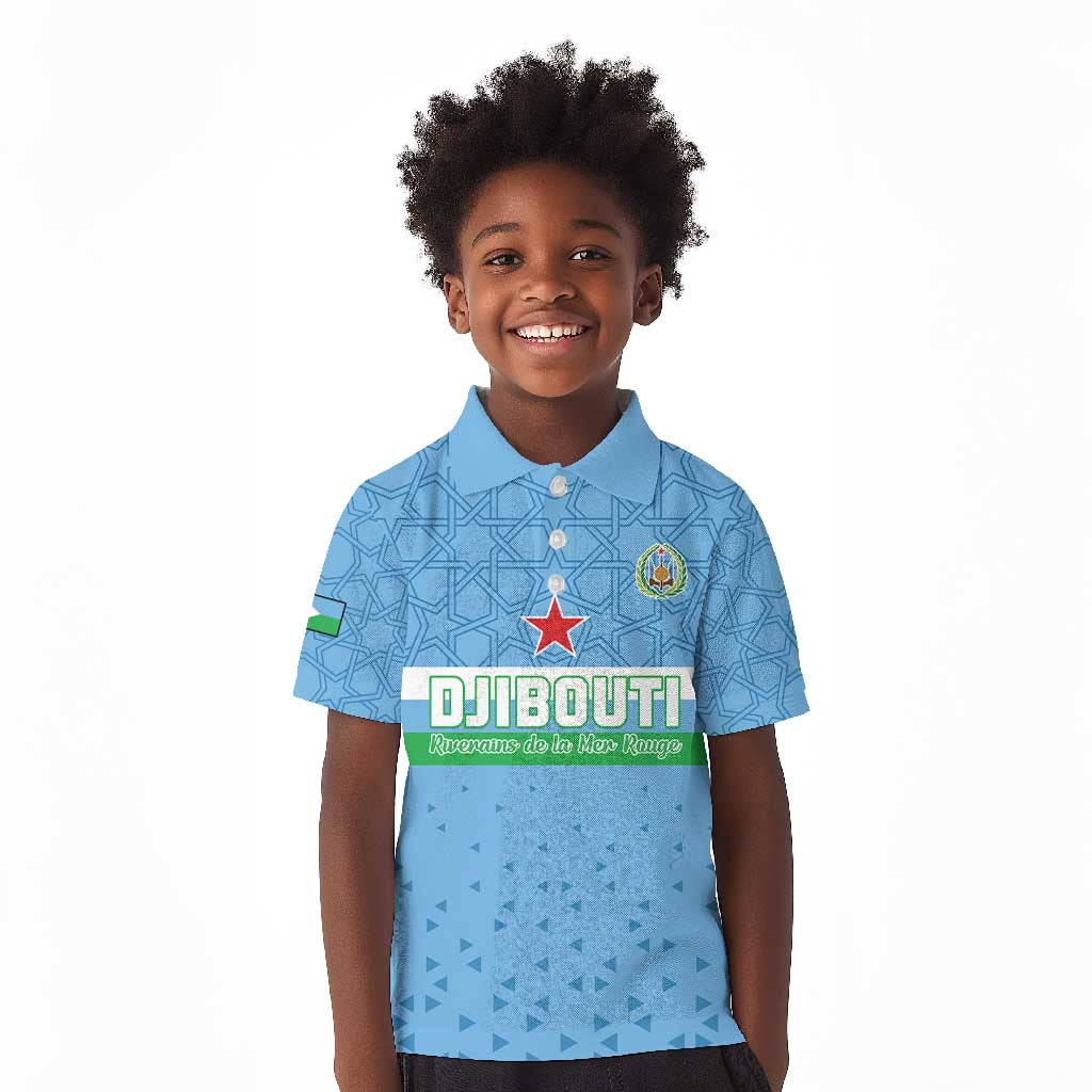 Custom Djibouti Football Kid Polo Shirt Go Champions