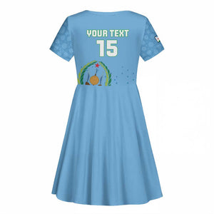 Custom Djibouti Football Kid Short Sleeve Dress Go Champions